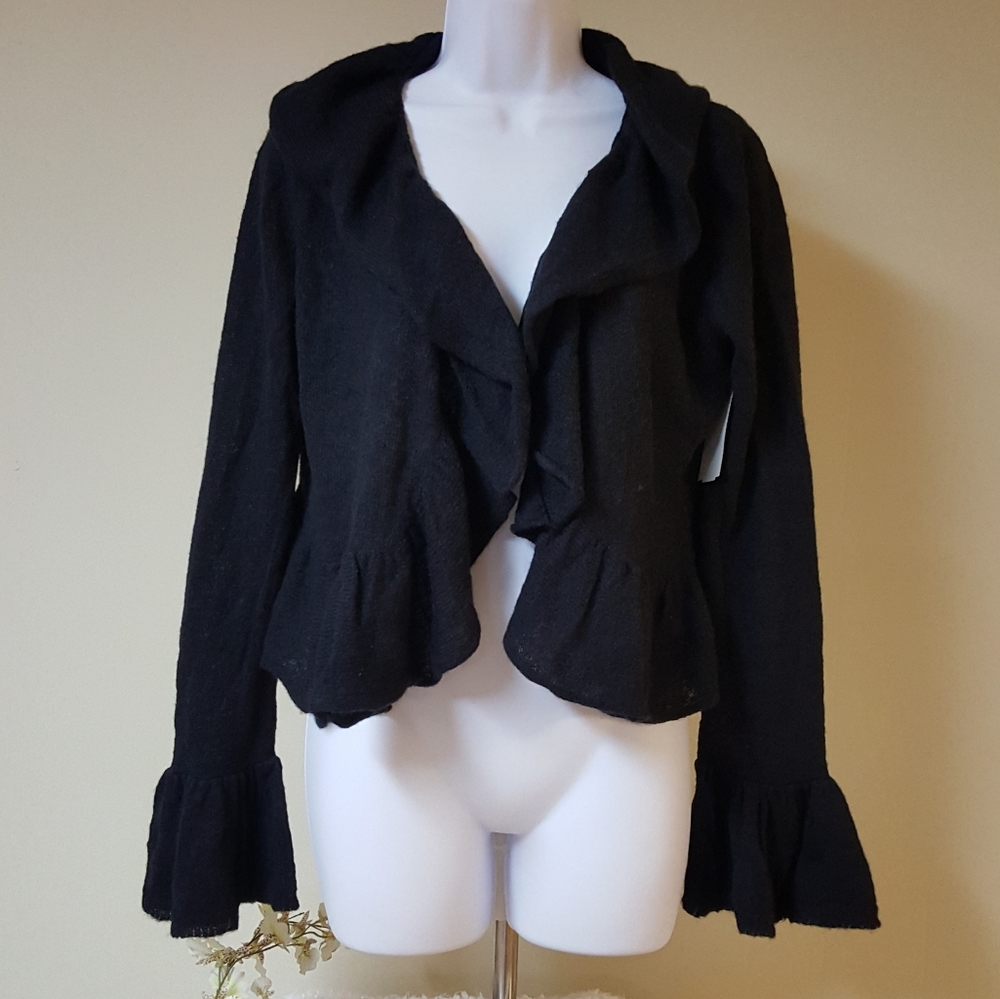 Nanette lepore ruffled bell sleeve cardigan